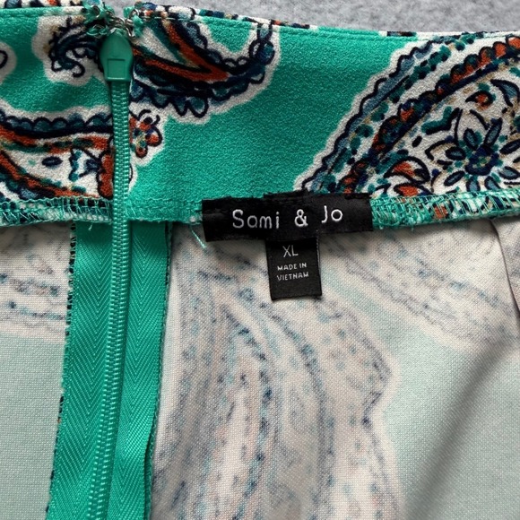 Sami & Jo Womens XL Teal Green Paisley Print Pencil Skirt Stretch Knee Length - Picture 5 of 10